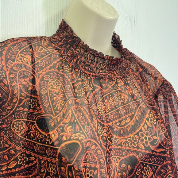 Farm Rio - Anthropologie Printed Paisley Mock Neck Long Sleeve Midi Dress SZ XL - Picture 5 of 12